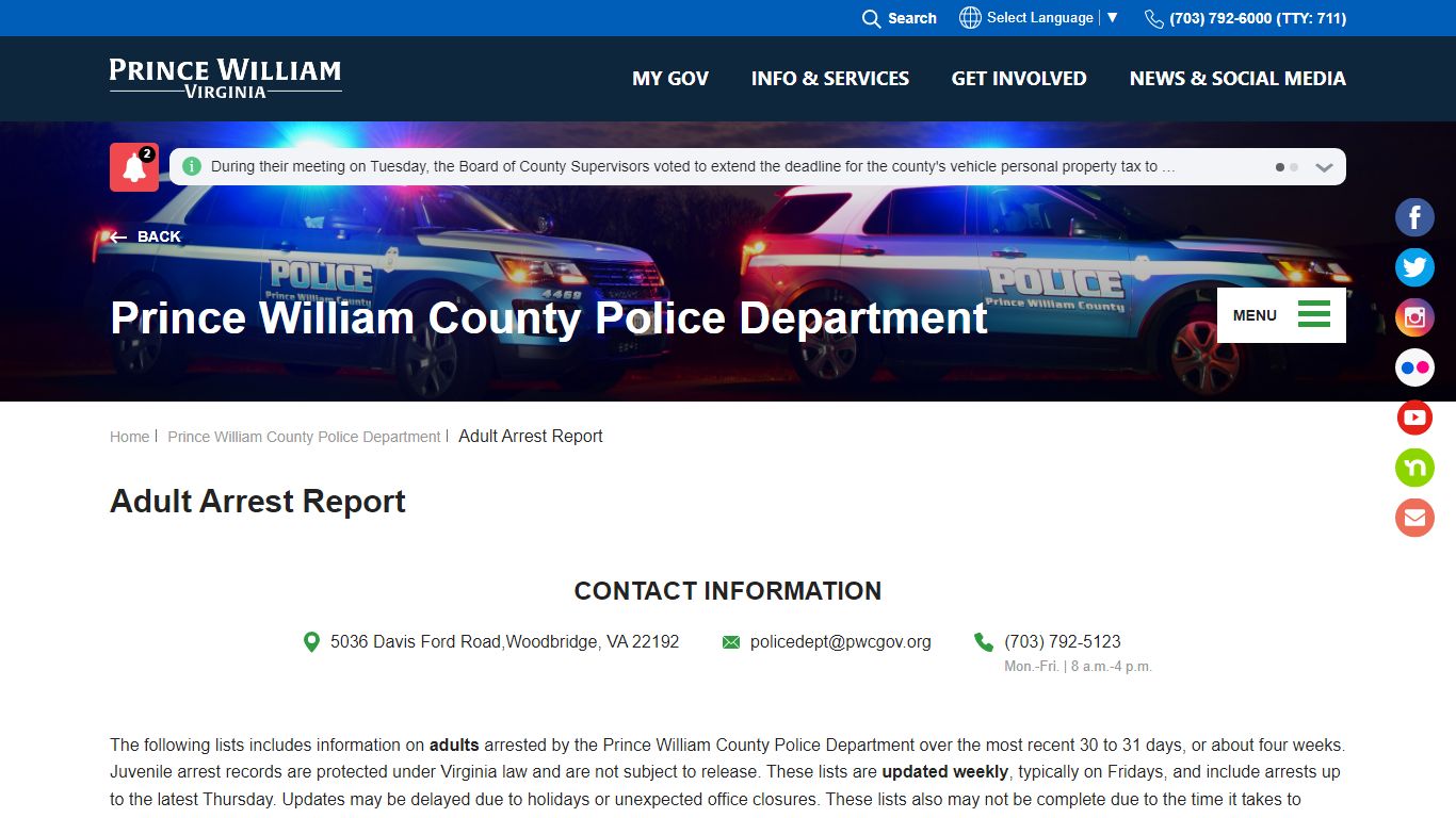 Adult Arrest Report - Prince William County Government